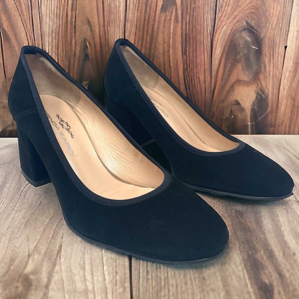 * Brenda Zaro Black Suede Pumps Made in Spain Size 37